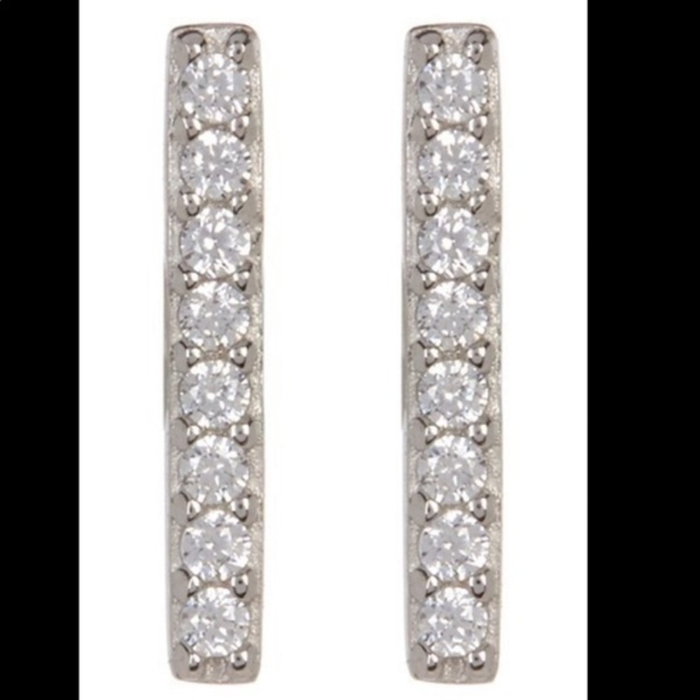 ADORNIA Sterling Swarovski Crystal Bar Earrings